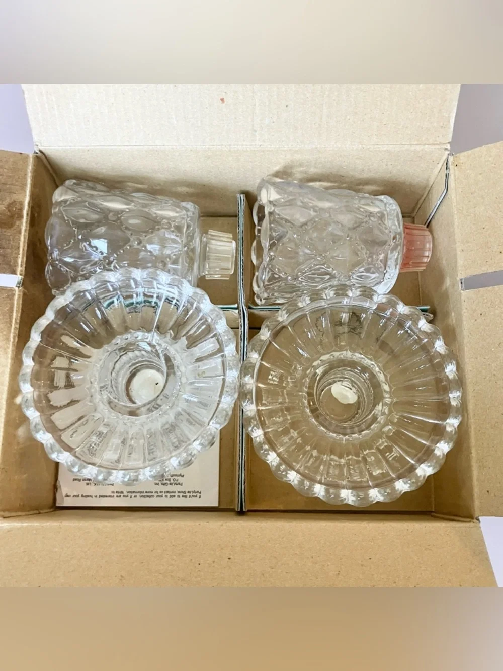 PartyLite Quilted Crystal Pair Votive Candle Holders in Original Box Collectible - Picture 7 of 9